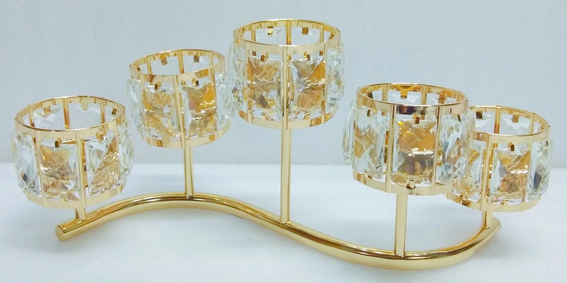 Metal Candle Abra Rec Glass Curve x5 49x17x20 cm